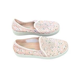 Skechers Women's Peach/Floral Air-Cooled Memory Foam Shoes Size 7.5